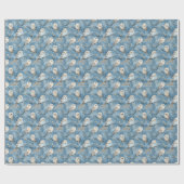 Sneeuwuilen op blauw cadeaupapier (Vlak)