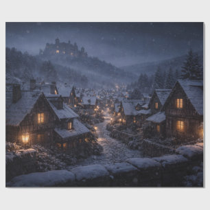 Sneeuwval Dorps Kasteel Cadeaupapier