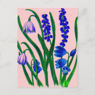 sneeuwval en scilla briefkaart