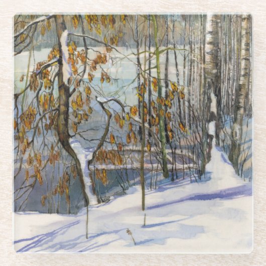 Sneeuwval Glazen Onderzetter (Voorkant)