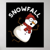 Sneeuwval Grappige Sneeuwpop Donker BG Poster (Voorkant)