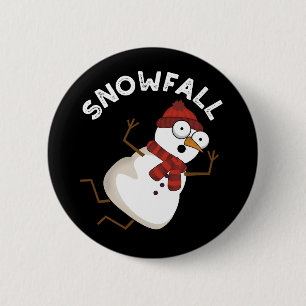 Sneeuwval Grappige Sneeuwpop Donker BG Ronde Button 5,7 Cm