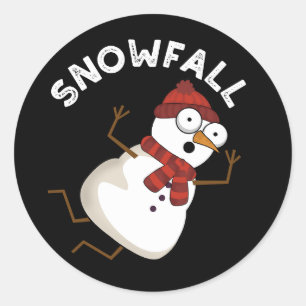 Sneeuwval Grappige Sneeuwpop Donker BG Ronde Sticker