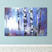 Sneeuwval in de betoverde berk canvas afdruk (Insitu (Houten vloer))