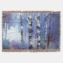 Sneeuwval in de betoverde berk deken