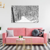 Sneeuwval op Bosspoor B&W Canvas Afdruk (Insitu (Woonkamer))
