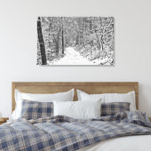 Sneeuwval op Bosspoor B&W Canvas Afdruk (Insitu (Slaapkamer))