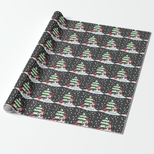 Sneeuwval op kardinaal-, neushoorn- en pijnbomen cadeaupapier