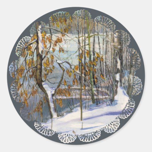 Sneeuwval Ronde Sticker (Voorkant)