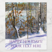 Sneeuwval Waterverf Wijn Etiket (Enkel label)