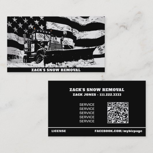 *~* Sneeuwverwijdering Grunge Vrachtwagen AP74 Visitekaartje (Voorkant / Achterkant)