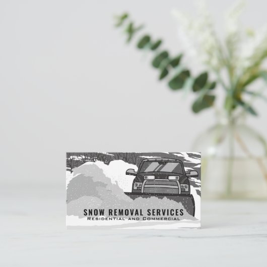 Sneeuwverwijdering zwart-wit visitekaartje (Staand voorkant)