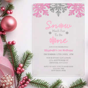 Sneeuwvlinder voor een winter van 1 januari acryl uitnodigingen