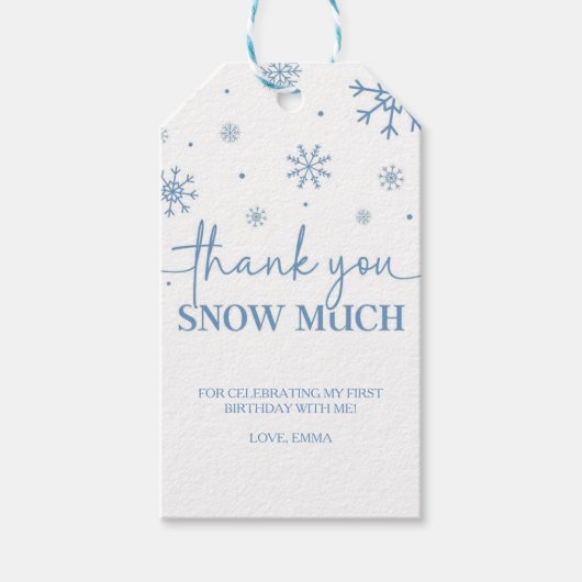 Sneeuwvlok 1e verjaardag Winter Dank u Cadeaulabel (Voorkant)