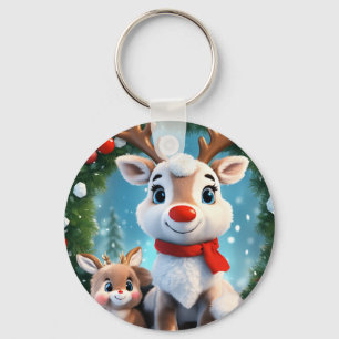 Sneeuwvlok 3D Achtergrond met Puffy Flowers Design Sleutelhanger