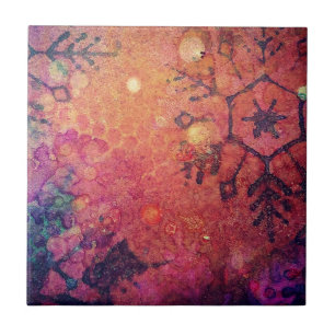 Sneeuwvlok Abstracte Mixed Media Tegeltje