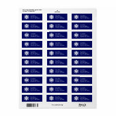 Sneeuwvlok adreslabel B (marineblauw) Etiket (Full Sheet)