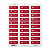 Sneeuwvlok adreslabel C (Burgandy) Etiket (Full Sheet)