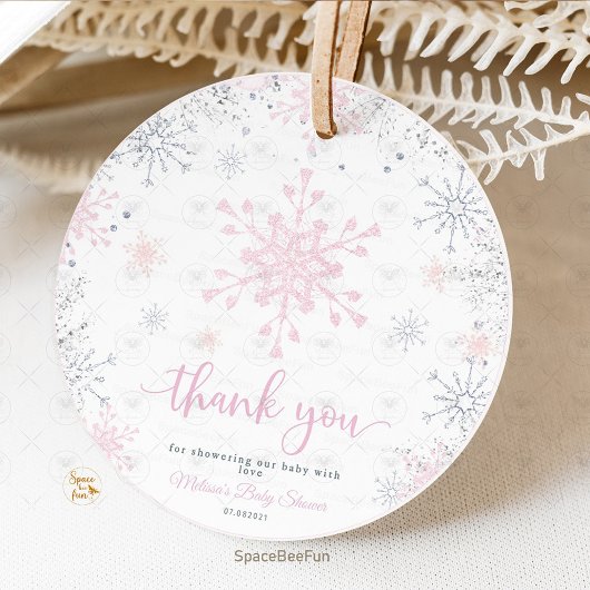 Sneeuwvlok baby shower bedankjes labels