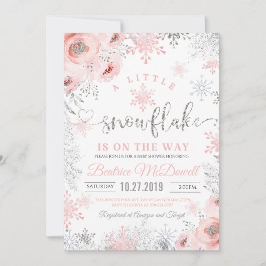 Sneeuwvlok baby shower uitnodiging Een beetje Snee (Voorkant)