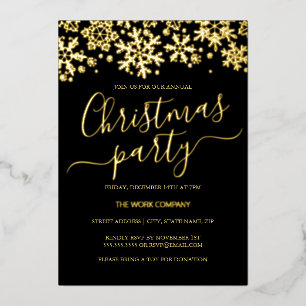 Sneeuwvlok Black Gold Corporate Christmas Party Folie Uitnodiging