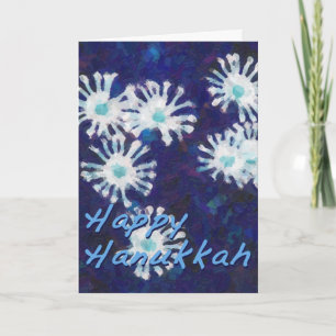 Sneeuwvlok Bloem Chanoeka Blauwe Illustratie Feestdagen Kaart