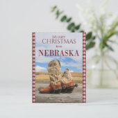 Sneeuwvlok Border Nebraska Cowboy Boots Kerstmis Feestdagenkaart (Staand voorkant)