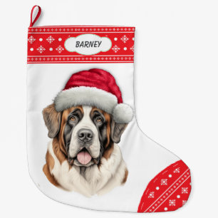 Sneeuwvlok Border Santa Hoed St Bernard Hond Grote Kerstsok