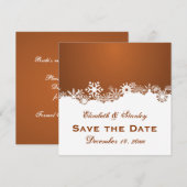 Sneeuwvlok bruine winter bruiloft Save the Date (Voorkant / Achterkant)