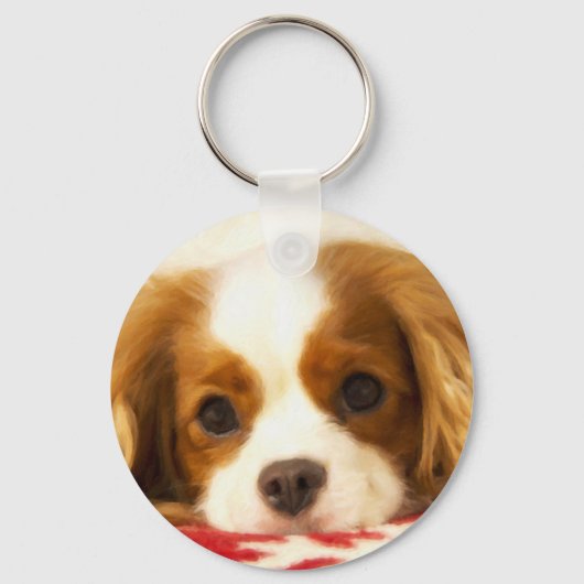 Sneeuwvlok Cavalier King Charles Spaniel Sleutelhanger (Voorkant)