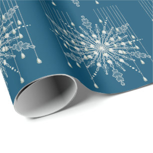 Sneeuwvlok diamant elegant winter blauw grijs cadeaupapier