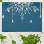 Sneeuwvlok diamant elegant winter blauw grijs theedoek (Gevouwen)