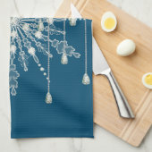 Sneeuwvlok diamant elegant winter blauw grijs theedoek (Quarter Fold)