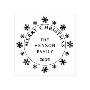 Sneeuwvlok Familie Prettig Kerstfeest Rubberstempel