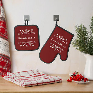 sneeuwvlok gepersonaliseerd Kerstmis Ovenwant & Pannenlap Set