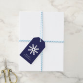 Sneeuwvlok Gift Label Blauw Cadeaulabel (Met Touw)