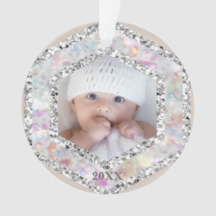 *~* Sneeuwvlok Glitter Kerstmis FOTO Meisje AP44 Ornament