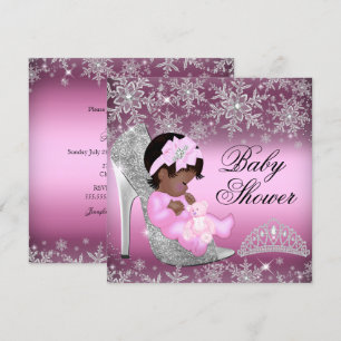 Sneeuwvlok Glitter Schoen Roze Baby Shower Uitnodi Kaart