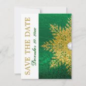 Sneeuwvlok goud smaragdgroene bruiloft Save the Da Save The Date (Voorkant)