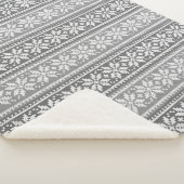 Sneeuwvlok Grijs Wit Faux Gebreide Trui Patroon Sherpa Deken (3/4)