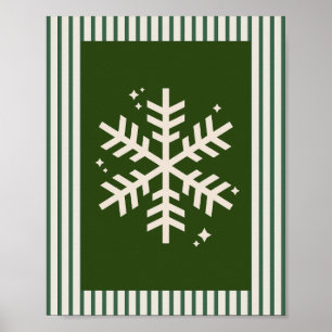 Sneeuwvlok groen gestreept poster