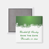 Sneeuwvlok groen wit winter bruiloft Save the Date Magneet (Voorkant / Achterkant)