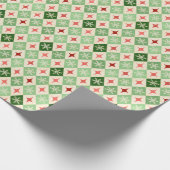 Sneeuwvlok Harlequin MCM groen & rood Cadeaupapier (Hoek)