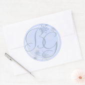 Sneeuwvlok Ice Blue Ronde Sticker (Envelop)