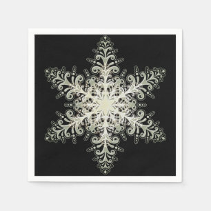 Sneeuwvlok ijzige kant winter wit en zwart elegant servet