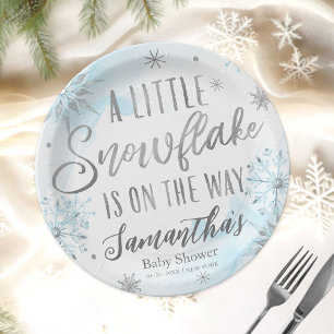 Sneeuwvlok is op komst Baby Shower Papieren Bordje