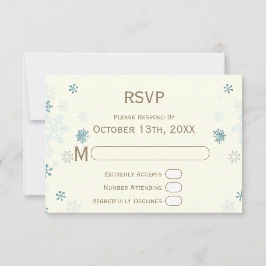 Sneeuwvlok Ivoren Winterwonderland Trouwwebsite RSVP Kaartje (Voorkant)