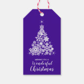 Sneeuwvlok Kerstboom ultra violet en wit Cadeaulabel (Voorkant)