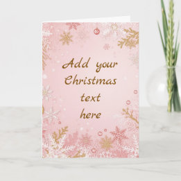 Sneeuwvlok Kerstkaart Roze Wit Goud Kaart