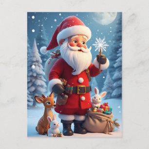 🎅 Sneeuwvlok Kerstmagie Scene ❄️Kerstman Vakantie Briefkaart